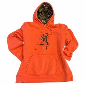 Browning Blaze Orange Camo Lined Hoodie‎ Pullover Men’s Large